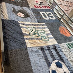 Pottery Barn Kids Black and Gray Quilted Bedding